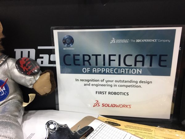 SOLIDWORKS recognition certificate