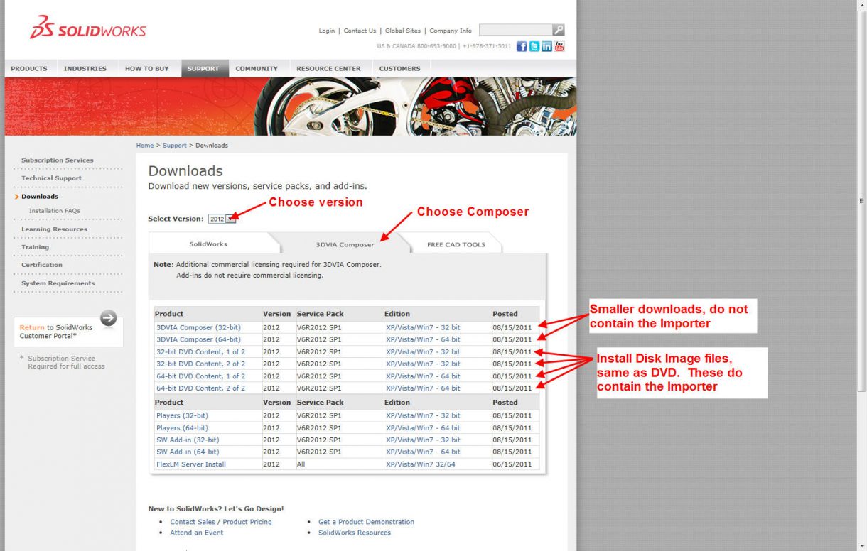 Install tips for SolidWorks Composer 15 Composer downloads