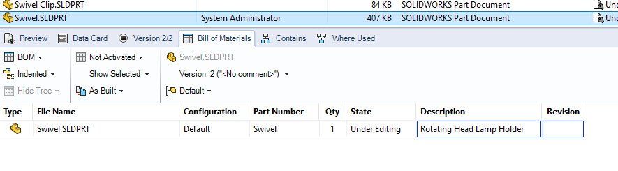 Creating a Reference between a SolidWorks File and Another File Type within SOLIDWORKS PDM 1 SOLIDWORKS File checked out with one reference