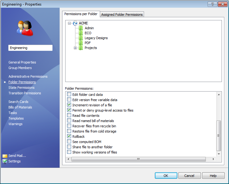 EPDM - BOM Permissions. 3 Folder permissions