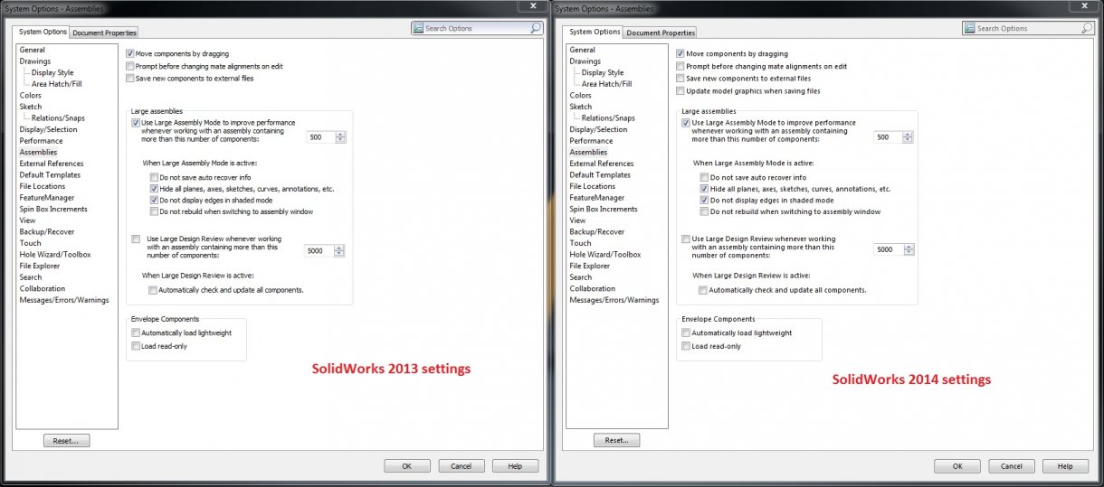 Assembly settings