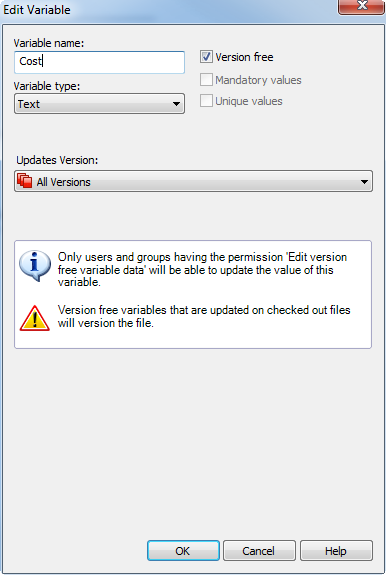 Edit Variable Dialog