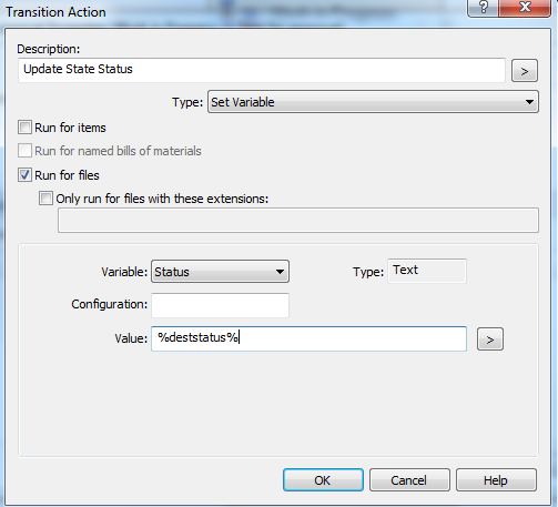 SOLIDWORKS EPDM - Displaying State as Note in a Drawing 7 Transition Action Properties