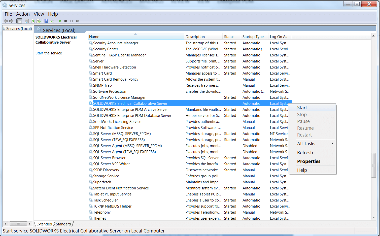 Unable to Connect to Collaborative Server SOLIDWORKS Electrical Error! 5 Collaborative Server Status