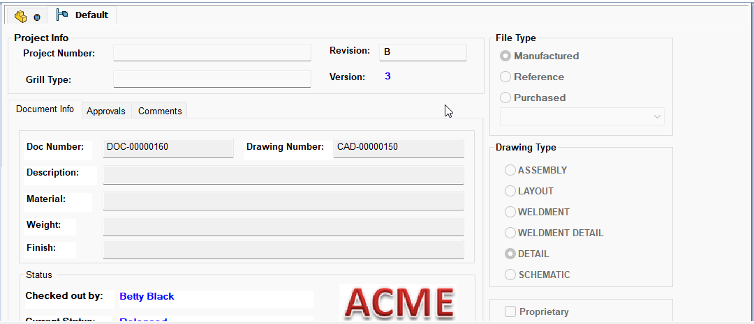PDM Data Card - Default Active Configuration