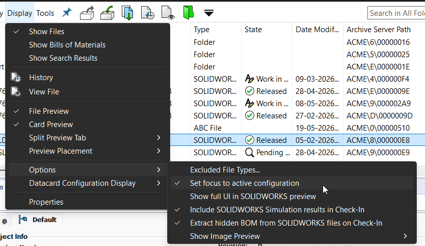 SetFocusActiveConfiguration