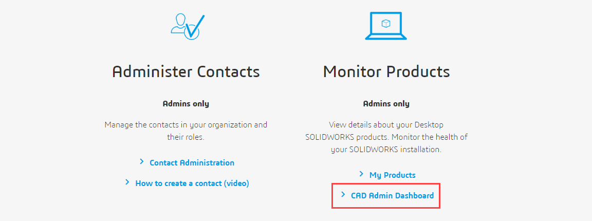 SOLIDWORKS CAD Admin Dashboard 1 Tableau de bord administratif de la CAO