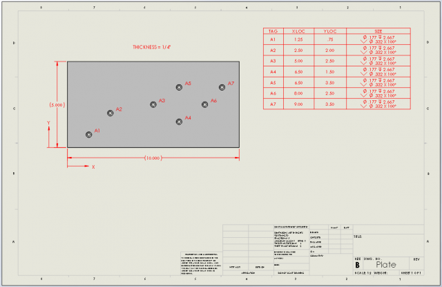 SOLIDWORKS Hole Table