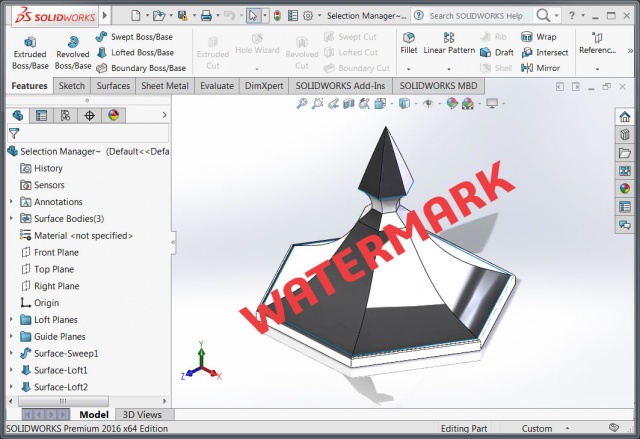 SOLIDWORKS Part Assembly Watermark