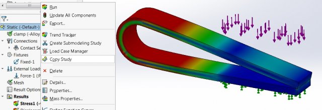 How to convert a Static Study to a Nonlinear or Linear Dynamic Study in SOLIDWORKS Simulation 5 SOLIDWORKS Simulation Copy Study