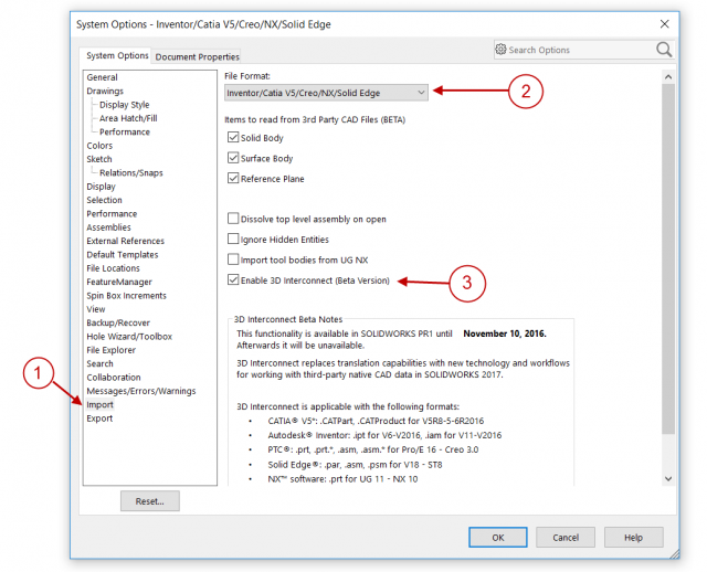 Enable SOLIDWORKS 2017 3D Interconnect