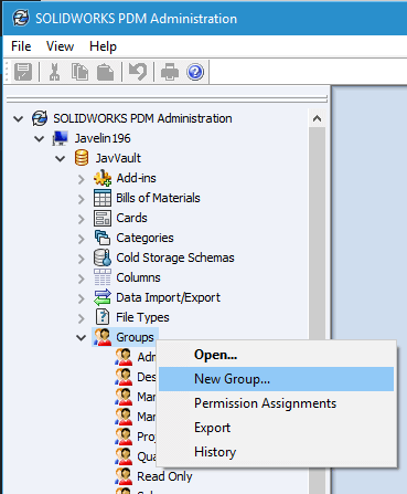 SOLIDWORKS PDM Copy Group Command