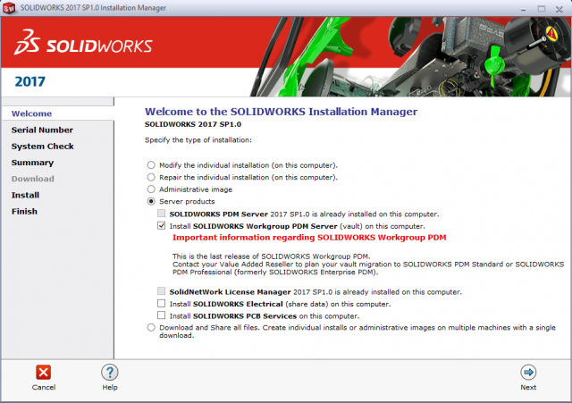 Installing SOLIDWORKS Workgroup PDM Server