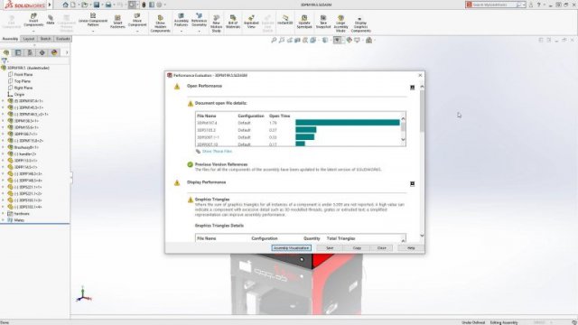 SOLIDWORKS 2018 New Assembly Performance dialog