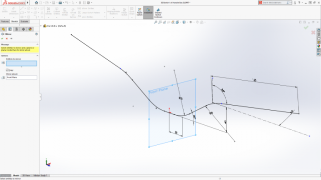 SOLIDWORKS 2018 Mirror 3D Sketch Entities
