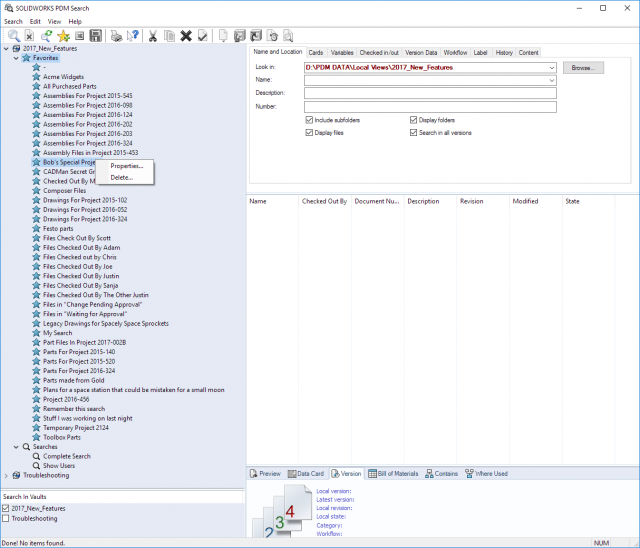 Edit or Delete SOLIDWORKS PDM Search Favorites