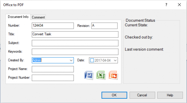 SOLIDWORKS PDM Task Input Card