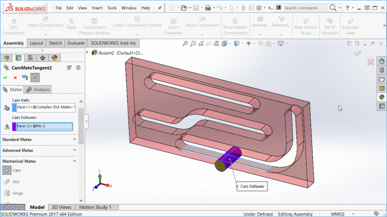 SOLIDWORKS Cam Mate for Complex Slots 9 Cam Mate 2