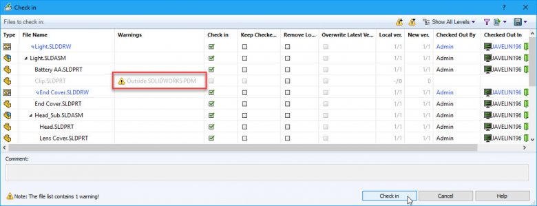 Outside SOLIDWORKS PDM