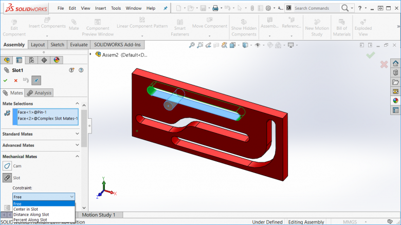SOLIDWORKS Cam Mate for Complex Slots 1 Regular Slot Mate