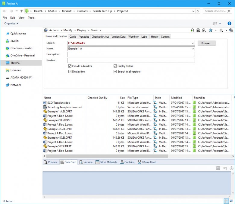 How to perform a SOLIDWORKS PDM Exact Search (Updated) 1 SOLIDWORKS PDM Exact Search: Example 1 A