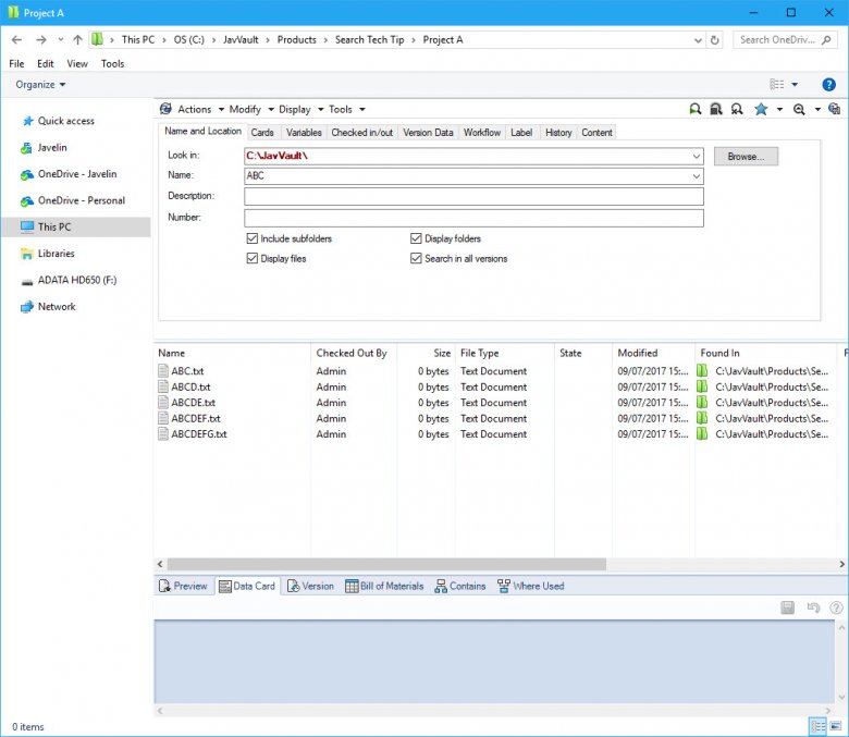 How to perform a SOLIDWORKS PDM Exact Search (Updated) 3 Search: ABC