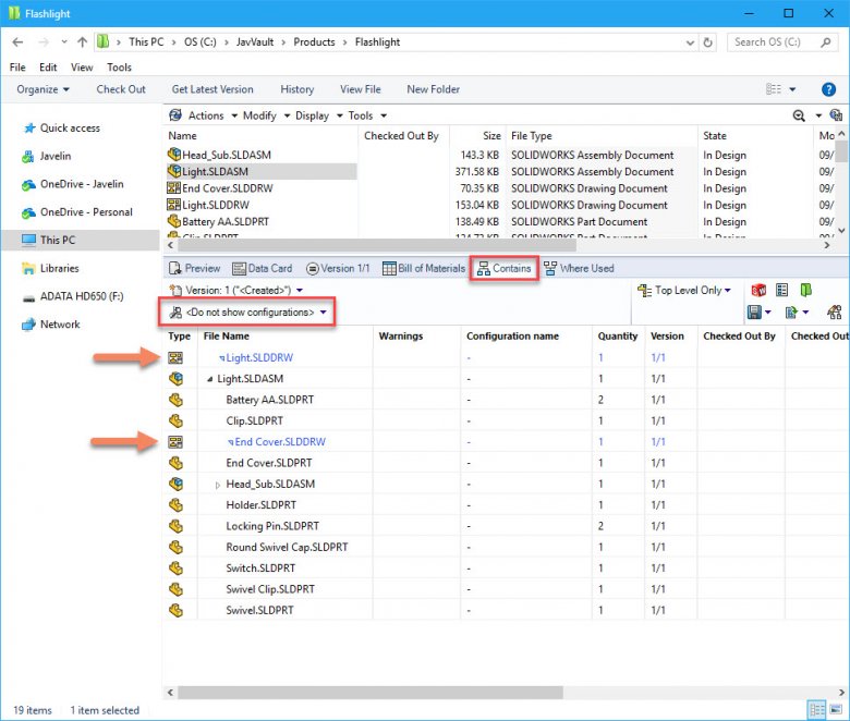 Then the drawings will be listed as references within the contains tab