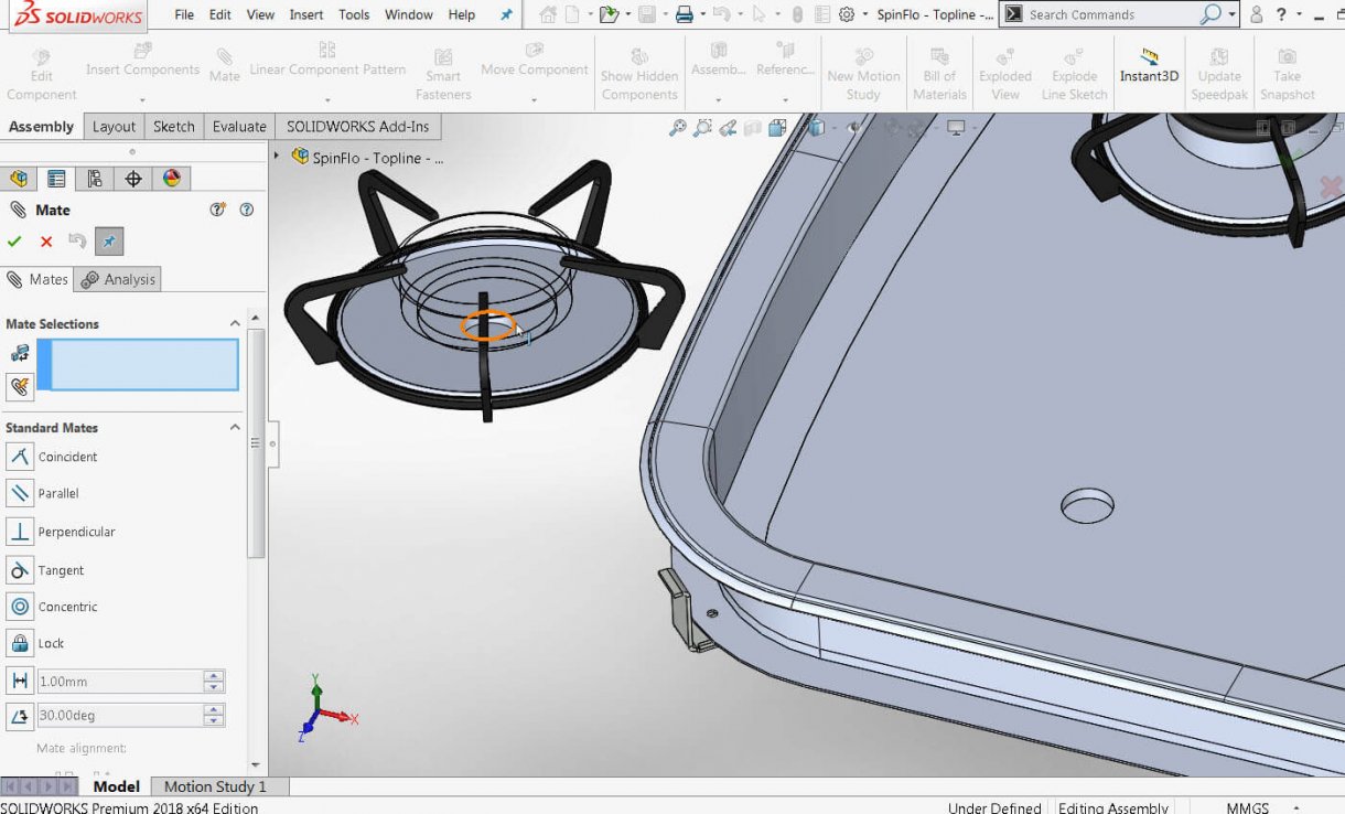 SOLIDWORKS 2018 Mates using Alt Key to Hide Faces
