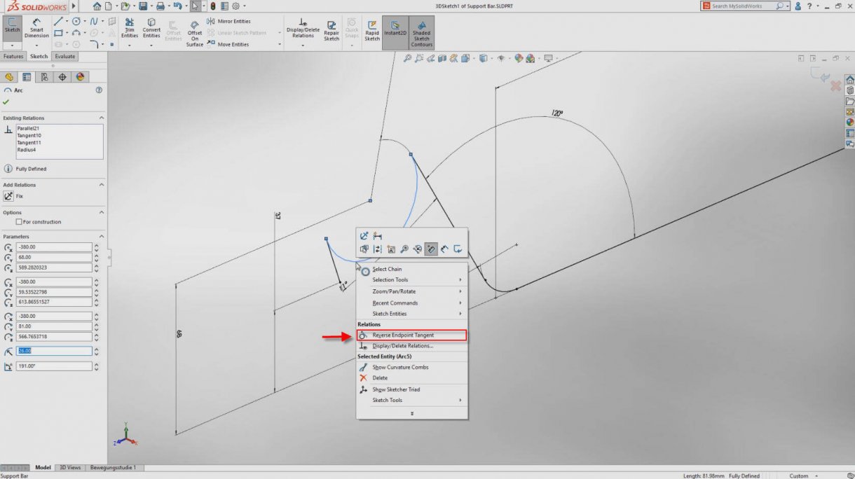 reverse tangency