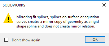 SOLIDWORKS 2018 3D Sketch Mirror 5 SOLIDWORKS Warning Message