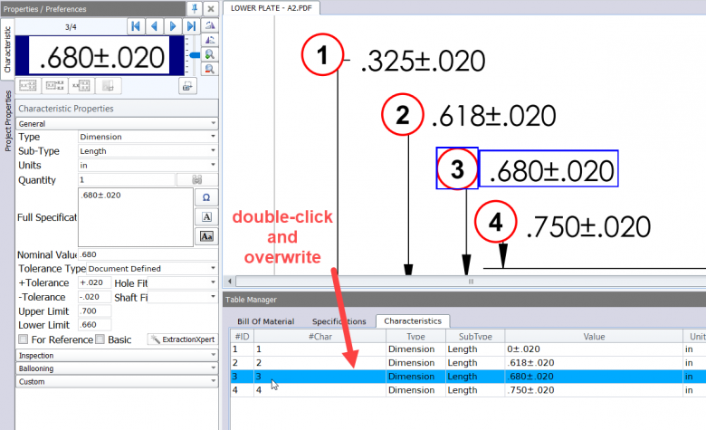 New in SOLIDWORKS Inspection 2018: Renumbering Balloons 1 Double-click & overwrite