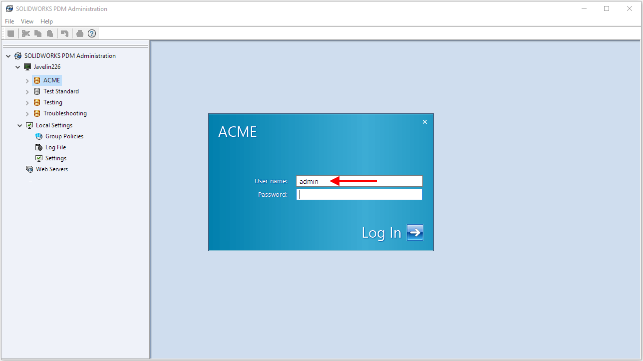 Collecting information for SOLIDWORKS PDM Support 3 Step 2