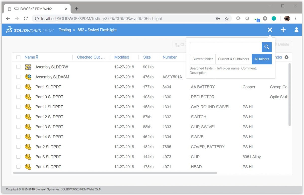 Searching Additional Variables in SOLIDWORKS PDM Web2 31 Default Search