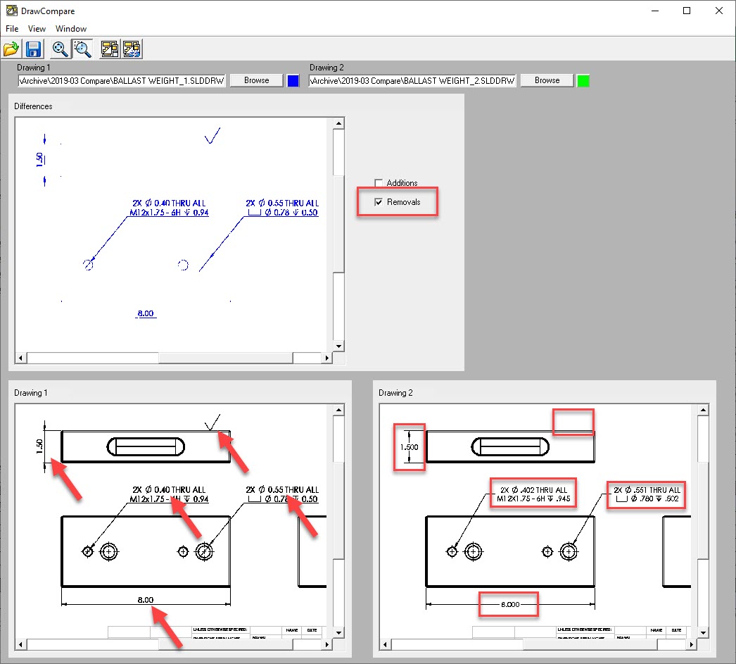 SOLIDWORKS Compare and DrawCompare Tools 15 SOLIDWORKS DrawCompare Removals