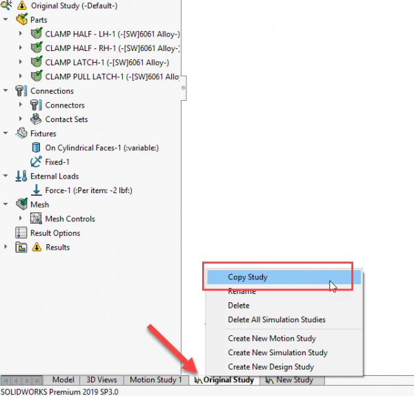 SOLIDWORKS Simulation Copy Features