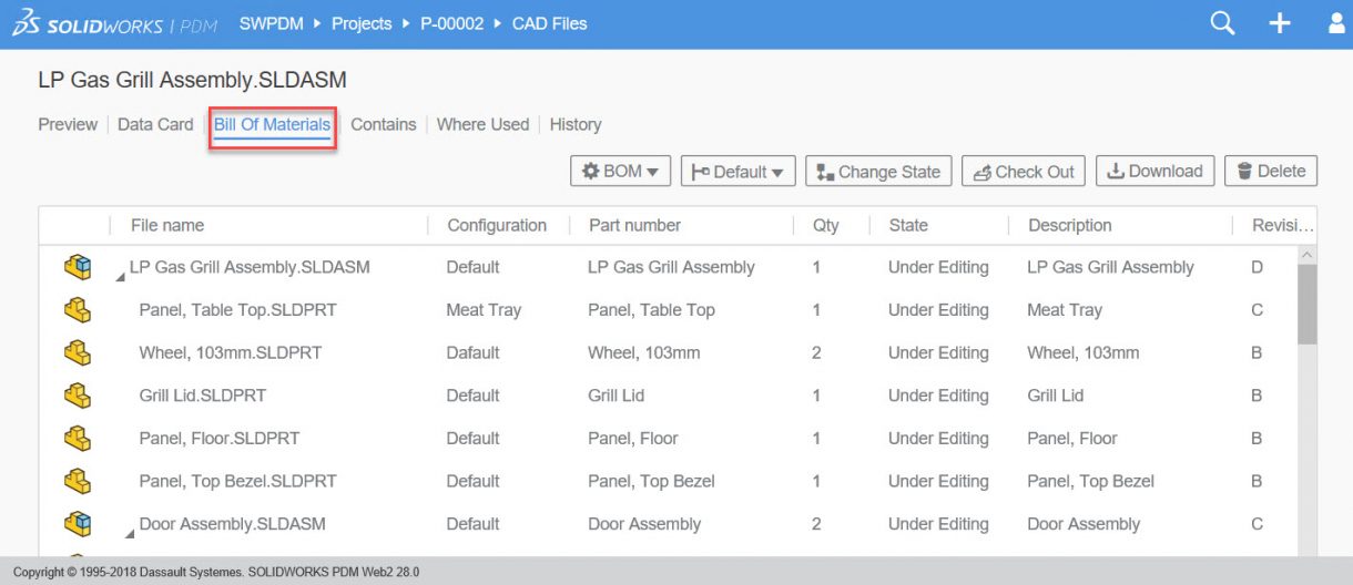 SOLIDWORKS PDM 2020 Web2 Bill of Materials 23 Nomenclature SOLIDWORKS PDM Web2