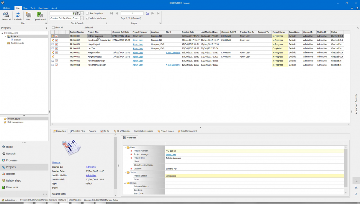 SOLIDWORKS Manage Project BOM