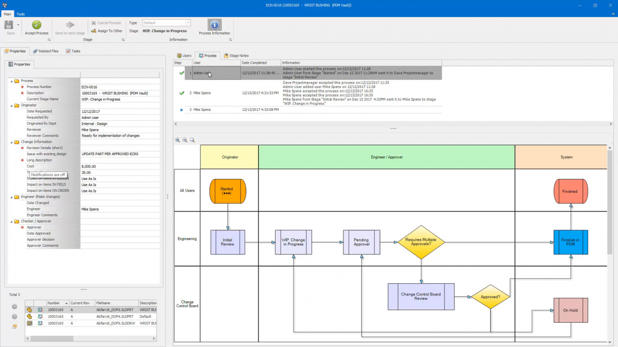 SOLIDWORKS Manage Processes