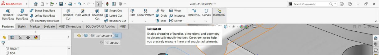Adjusting a Sketch without having to use Edit Sketch 1 Instant3D Command