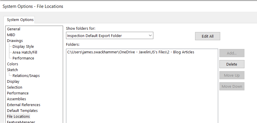 SOLIDWORKS Inspection Templates
