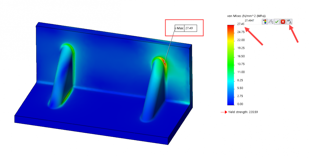 SOLIDWORKS Simulation Maximum Annotation in Probe Tool 1 Max Annotation
