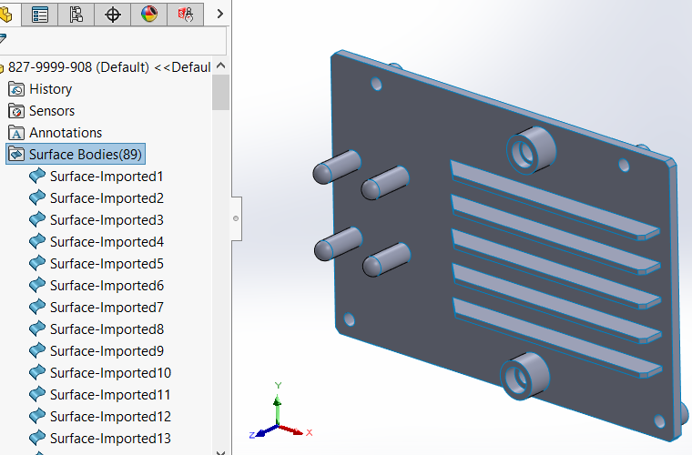 Where Did This Neutral CAD File Come From? 137 3d image of metal with grooves and place for screws