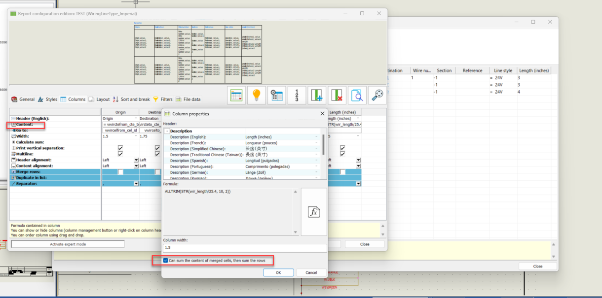 longueurs de fils dans solidworks electrical