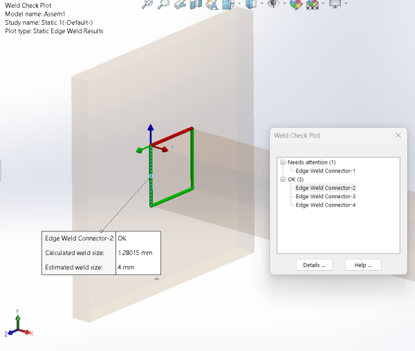 Edge Weld that needs attention in the model