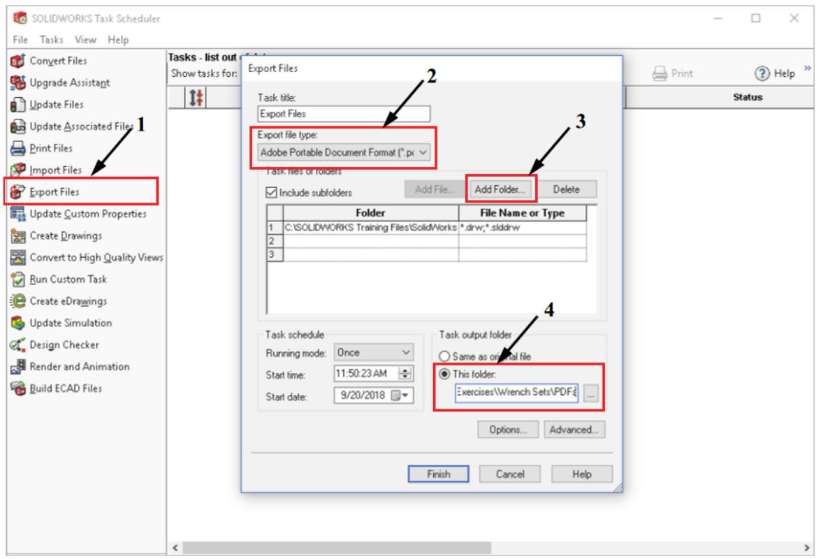 Planificateur de tâches SOLIDWORKS