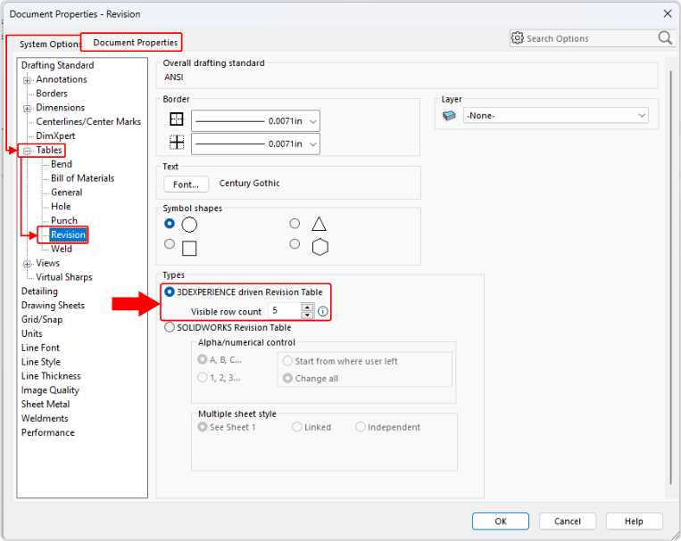 3DEXPERIENCE Driven Revision Table
