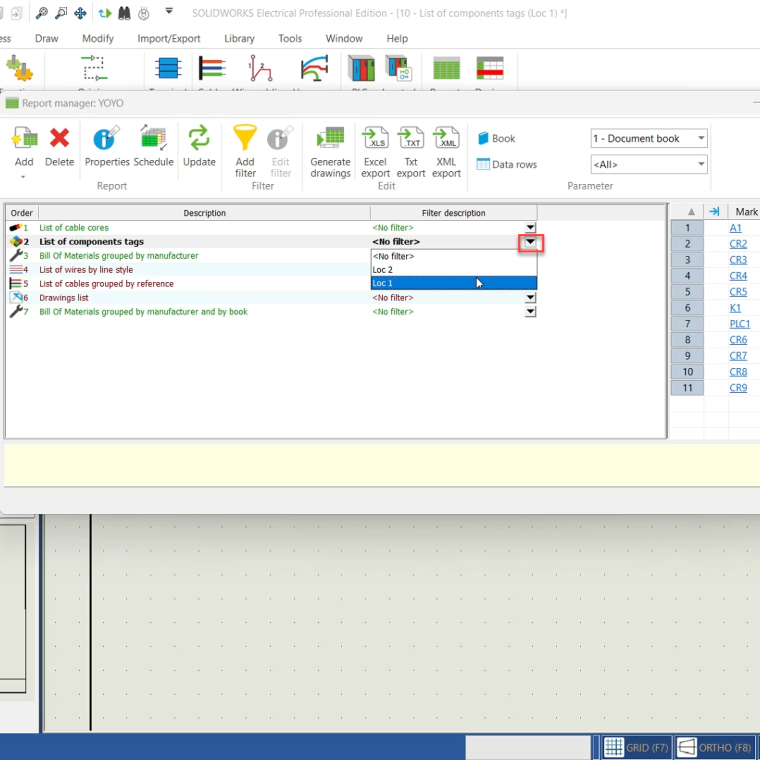 How to Filter Reports in SOLIDWORKS Electrical