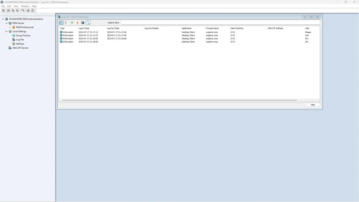 SOLIDWORKS PDM 2025 User Tracking