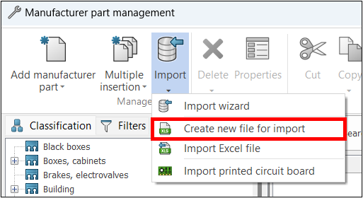 Create a new file for import