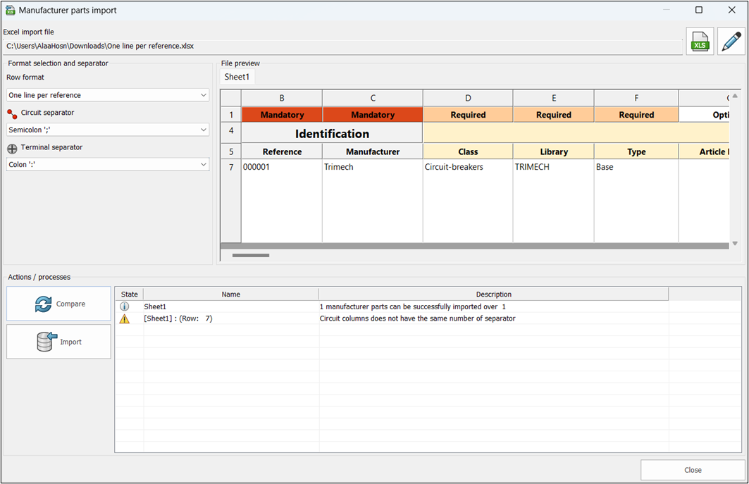 Select a file for import